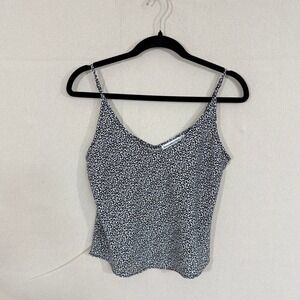 Abercrombie & Fitch Womens Small Black White Floral Cami Tank Top V-Neck Strappy